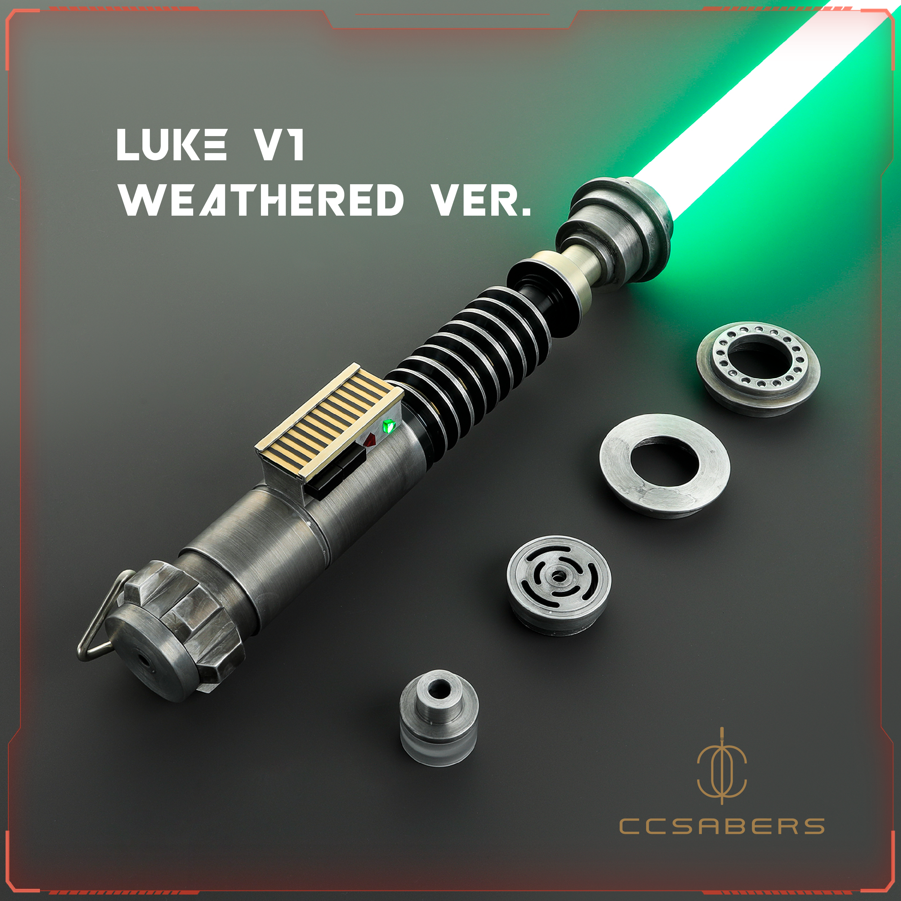 Luke V1 Weathered Lightsaber - ROTJ Green Blade Replica - CCSabers Luke V1 Weathered Lightsaber - ROTJ Green Blade Replica - CCSabers