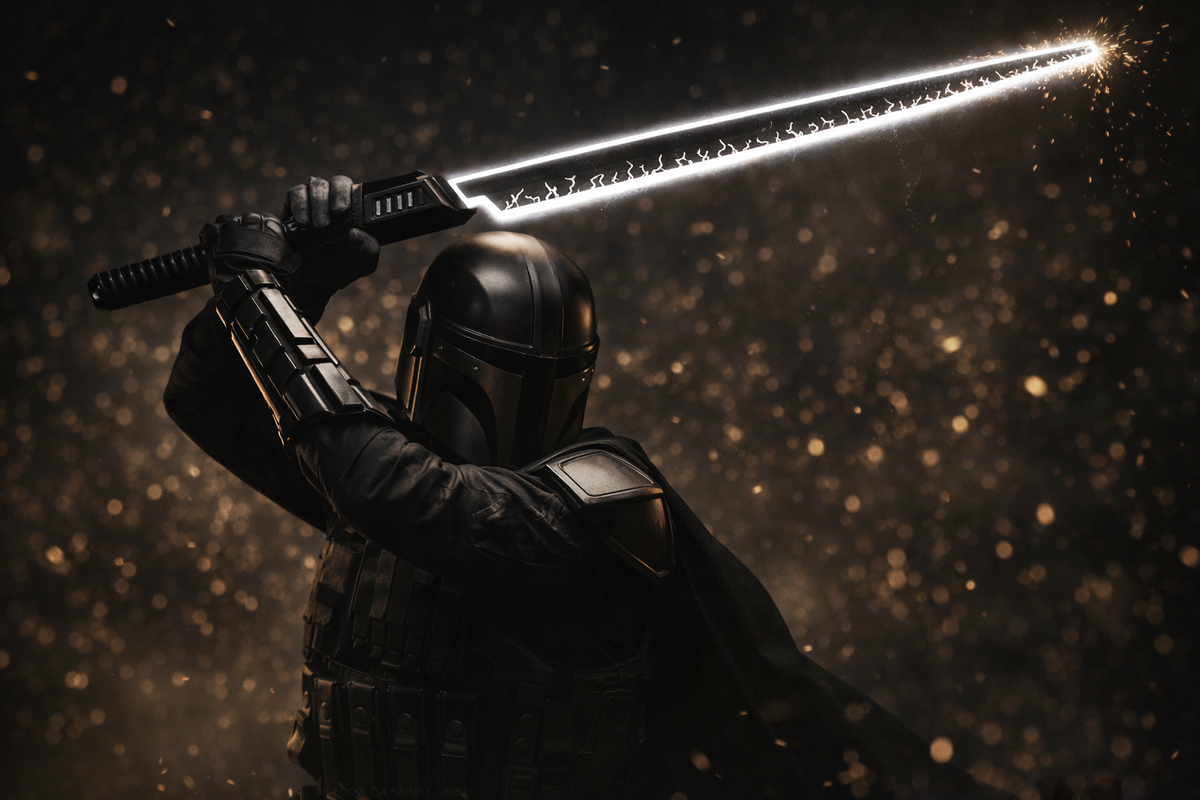 Best Mandalorian lightsabers 2026 lineup: Darksaber V2 Neopixel, Darksaber SE, Mando RGB, Yoda shoto, and 89Sabers Yoda Neopixel on dark carbon surface – CCSabers complete buying guide