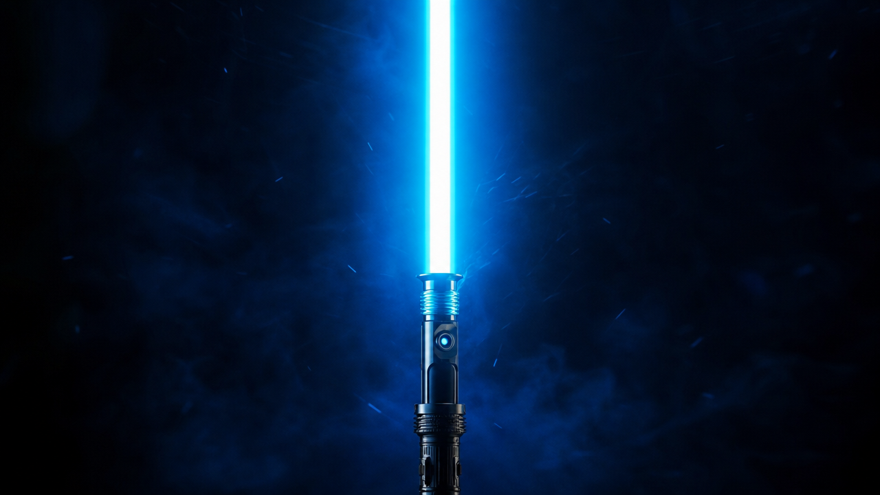 Real sabers do they exist hero image with glowing Neopixel blade
