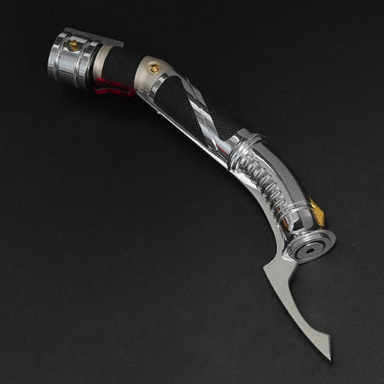 89Sabers Dooku curved hilt side profile with sculpted guard and textured black grip