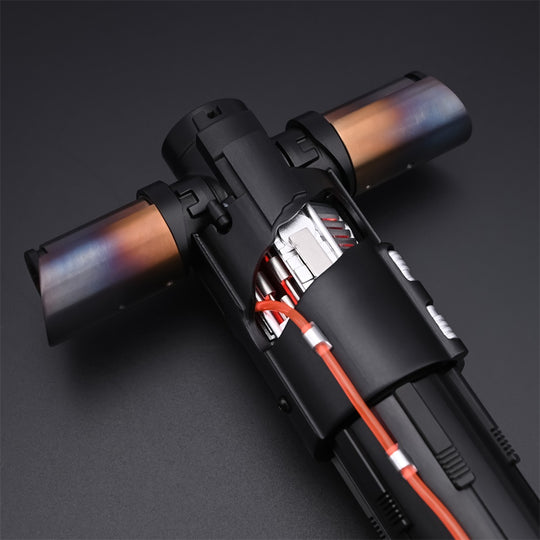 Kylo Saber crossguard emitter and exposed internal chamber detail