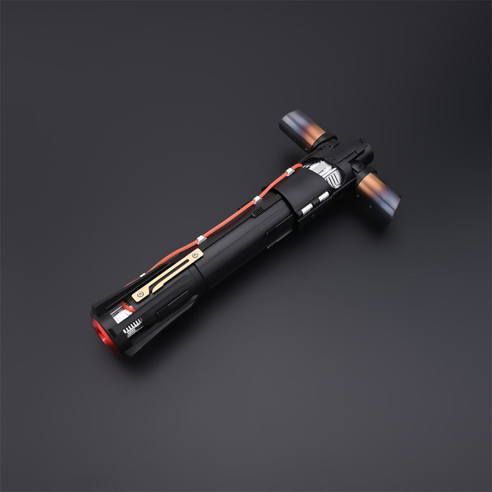 Kylo Saber crossguard hilt without blades in a front three-quarter view
