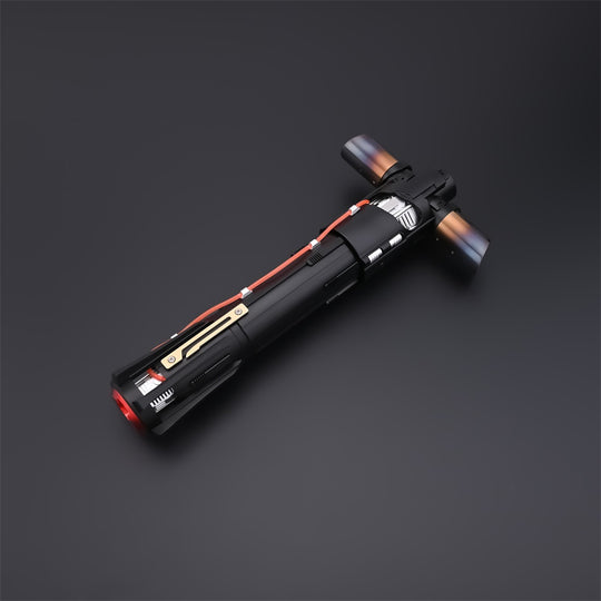 Kylo Saber crossguard hilt without blades in a front three-quarter view